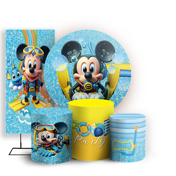 KIT Redondo Trio e Faixa - Mickey Fundo - Sublimado 3D