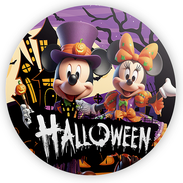 Painel Redondo - Mickey Dia das Bruxas Halloween - Sublimado 3D