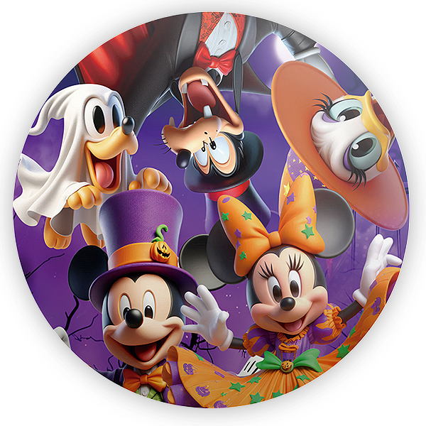 Painel Redondo - Mickey Dia das Bruxas Halloween - Sublimado 3D