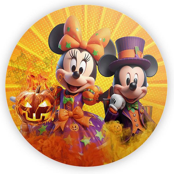 Painel Redondo - Mickey Dia das Bruxas Halloween - Sublimado 3D