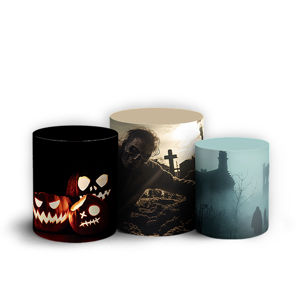 Trio Cilindro - Dia das Bruxas Halloween - Sublimado 3D