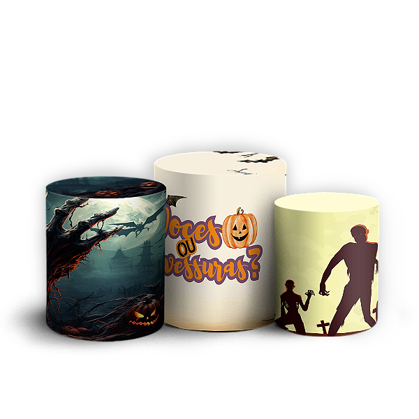 Trio Cilindro - Dia das Bruxas Halloween - Sublimado 3D