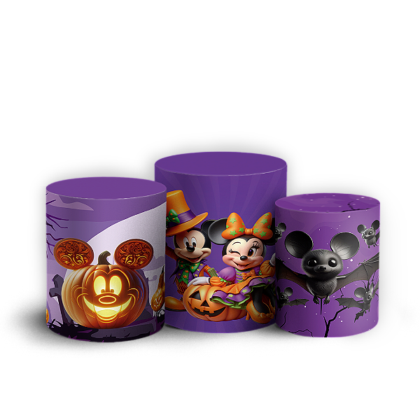 Trio Cilindro - Mickey Dia das Bruxas Halloween - Sublimado 3D