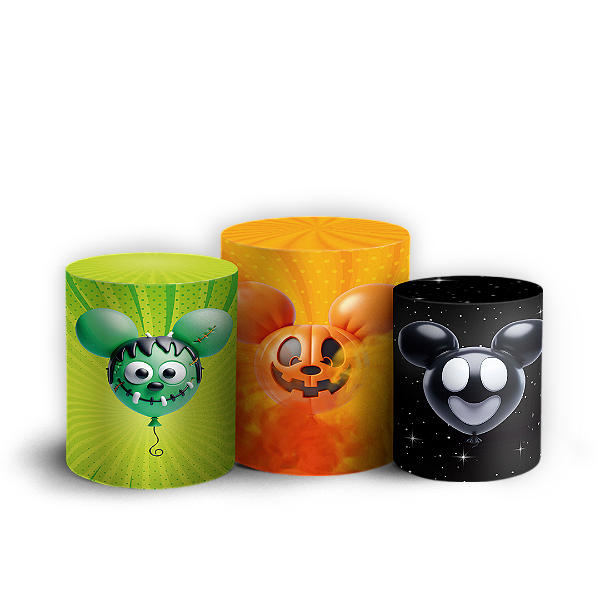 Trio Cilindro - Mickey Dia das Bruxas Halloween - Sublimado 3D