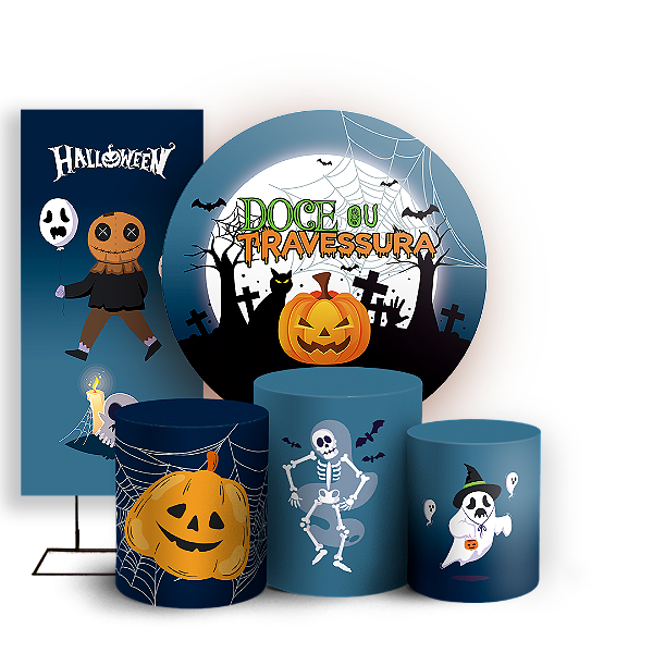KIT Redondo Trio e Faixa - Dia das Bruxas Halloween - Sublimado 3D