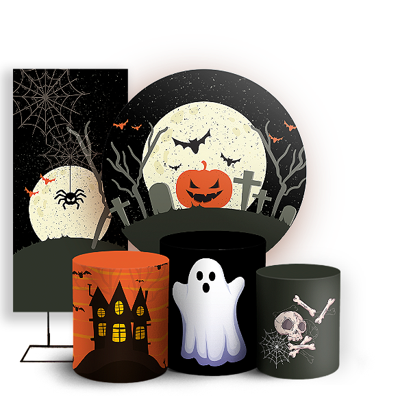 KIT Redondo Trio e Faixa - Dia das Bruxas Halloween - Sublimado 3D