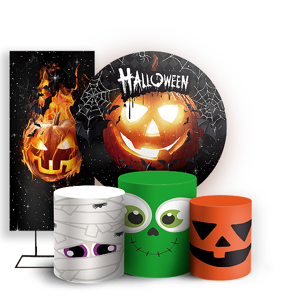 KIT Redondo Trio e Faixa - Dia das Bruxas Halloween - Sublimado 3D