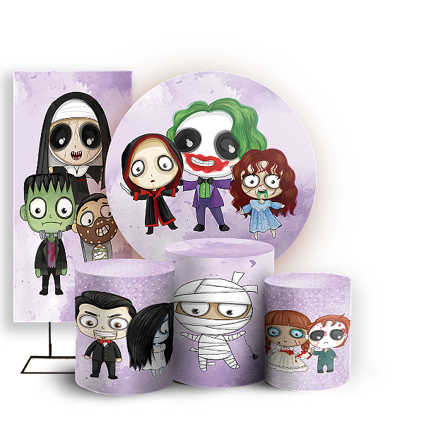 KIT Redondo Trio e Faixa - Dia das Bruxas Halloween - Sublimado 3D