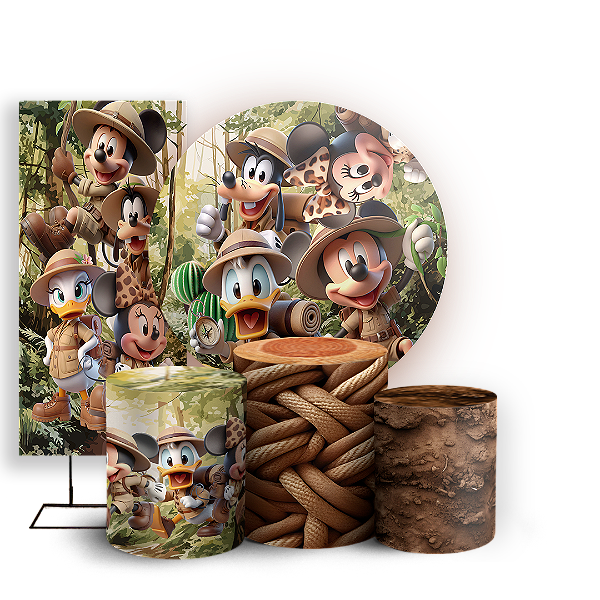 KIT Redondo Trio e Faixa - Mickey Safari - Sublimado 3D