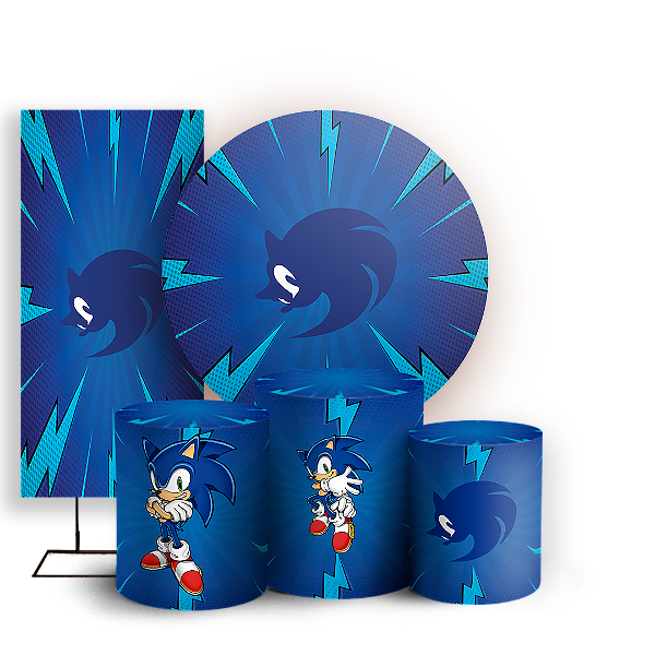 KIT Redondo Trio e Faixa - Sonic - Sublimado 3D