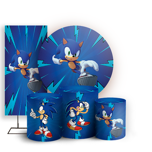 KIT Redondo Trio e Faixa - Sonic - Sublimado 3D