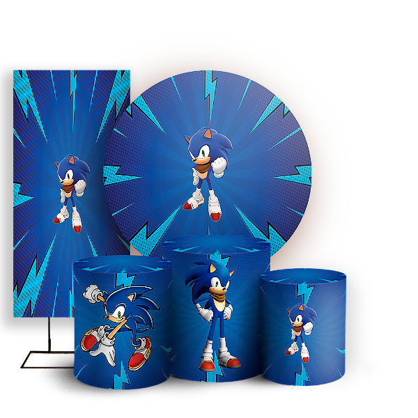 KIT Redondo Trio e Faixa - Sonic - Sublimado 3D