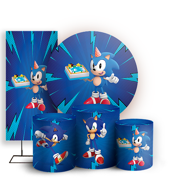 KIT Redondo Trio e Faixa - Sonic - Sublimado 3D