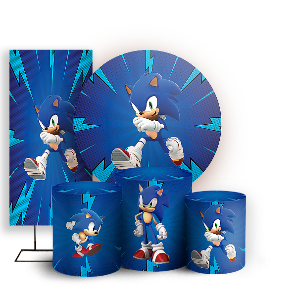 KIT Redondo Trio e Faixa - Sonic - Sublimado 3D