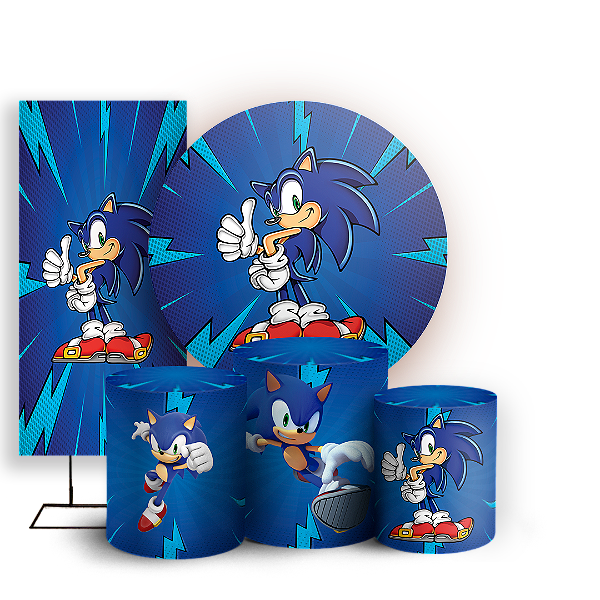 KIT Redondo Trio e Faixa - Sonic - Sublimado 3D