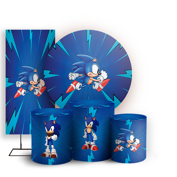 KIT Redondo Trio e Faixa - Sonic - Sublimado 3D
