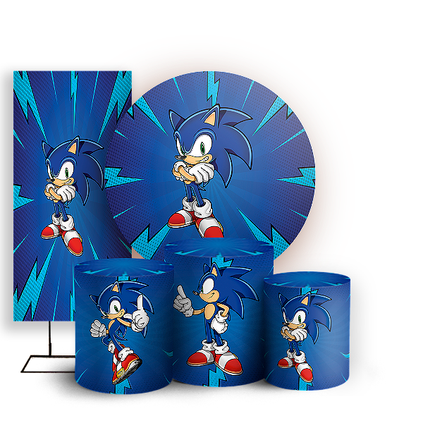 KIT Redondo Trio e Faixa - Sonic - Sublimado 3D