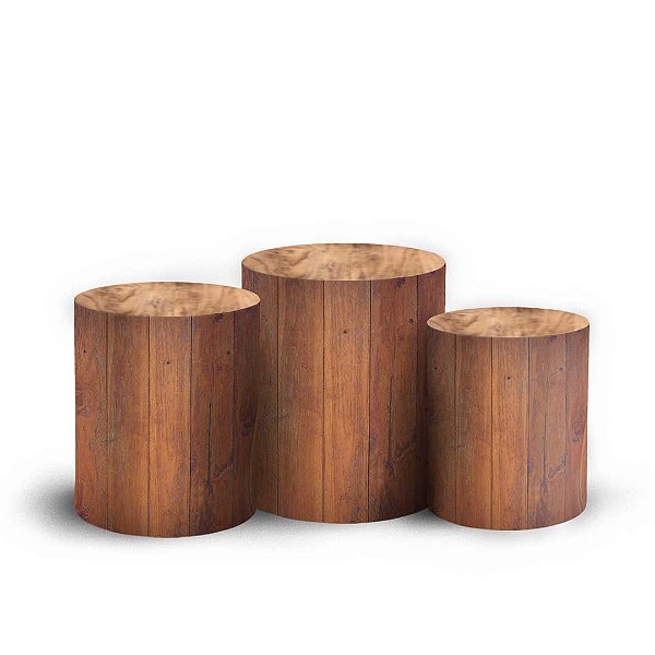 Trio Cilindro - Madeira Ripada - Sublimado 3D + Elástico