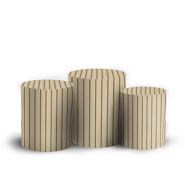 Trio Cilindro - Madeira Ripada - Sublimado 3D + Elástico