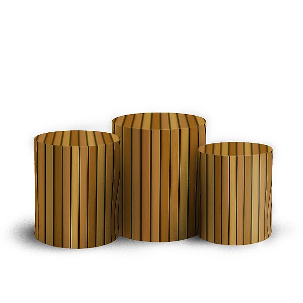 Trio Cilindro - Madeira Ripada - Sublimado 3D + Elástico