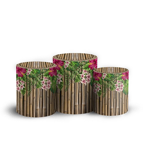 Trio Cilindro - Bambu Florido - Sublimado 3D + Elástico