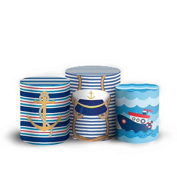 Trio Cilindro - Ursinho Marinheiro - Sublimado 3D + Elástico