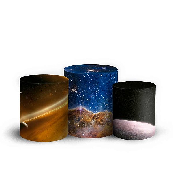 Trio Cilindro - Espaço Realista - Sublimado 3D + Elástico