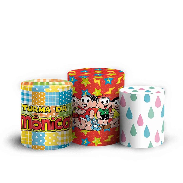 Trio Cilindro - Turma da Monica - Sublimado 3D + Elástico
