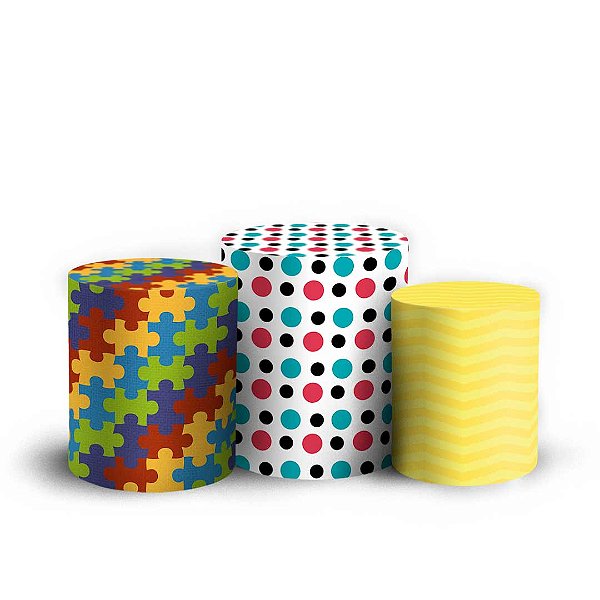 Trio Cilindro - Dia das Crianças - Sublimado 3D + Elástico