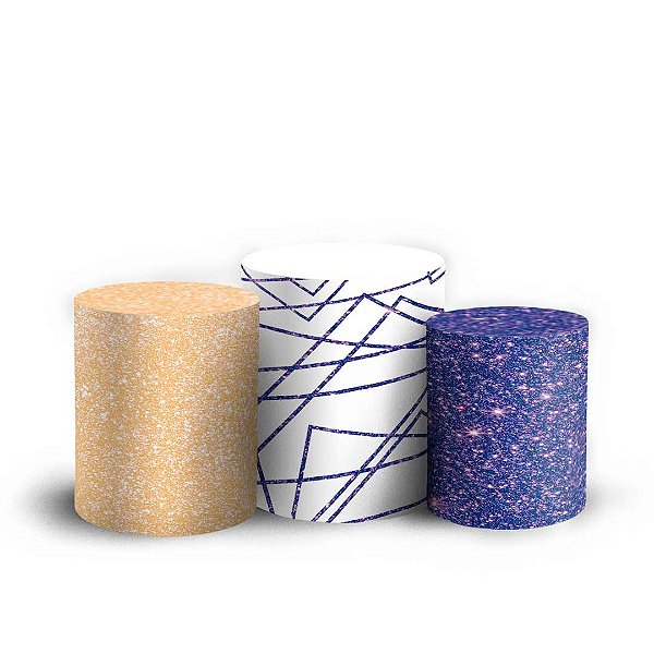 Trio Cilindro - Abstrato - Sublimado 3D + Elástico