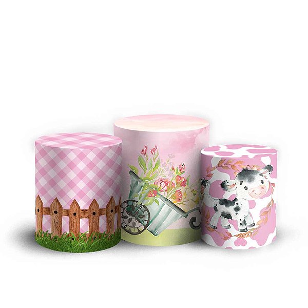 Trio Cilindro - Fazendinha - Sublimado 3D + Elástico