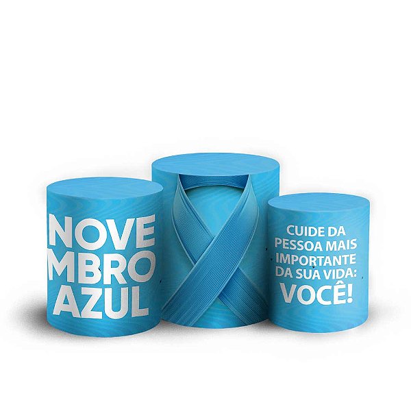 Trio Cilindro - Novembro Azul - Sublimado 3D + Elástico