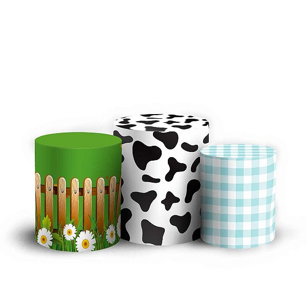 Trio Cilindro - Fazendinha - Sublimado 3D + Elástico