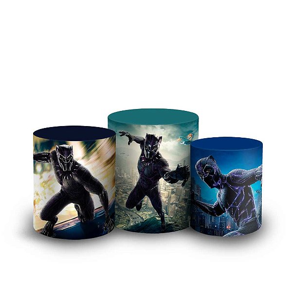 Trio Cilindro - Pantera Negra - Sublimado 3D + Elástico