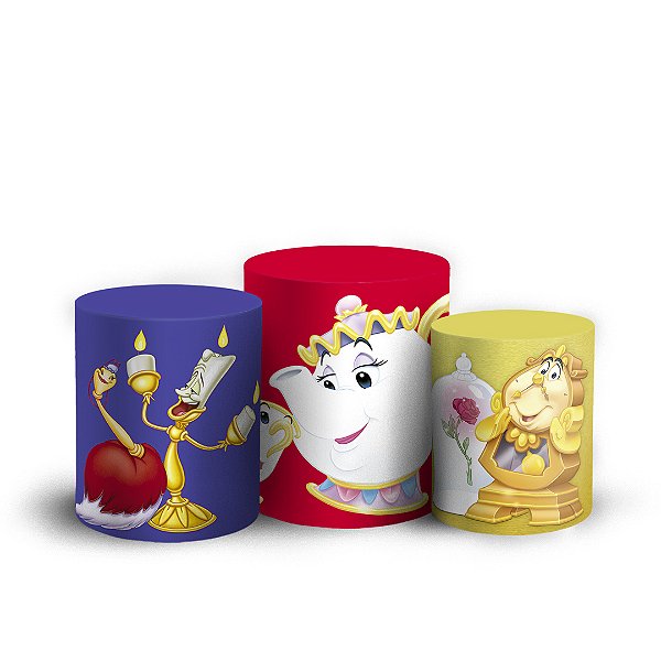 Trio Cilindro - Bela e a Fera - Sublimado 3D + Elástico