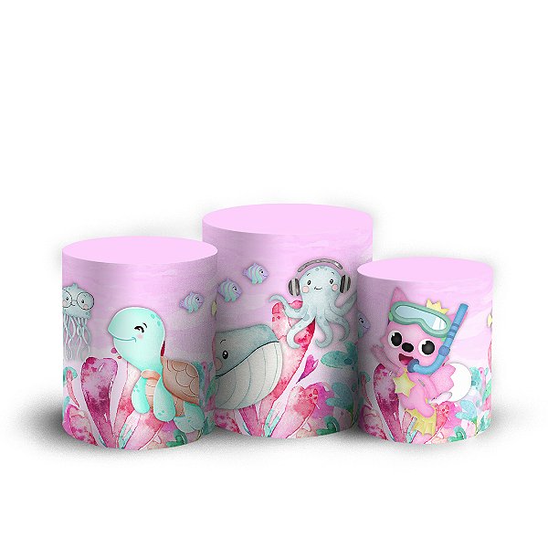 Trio Cilindro - Baby Shark - Sublimado 3D + Elástico