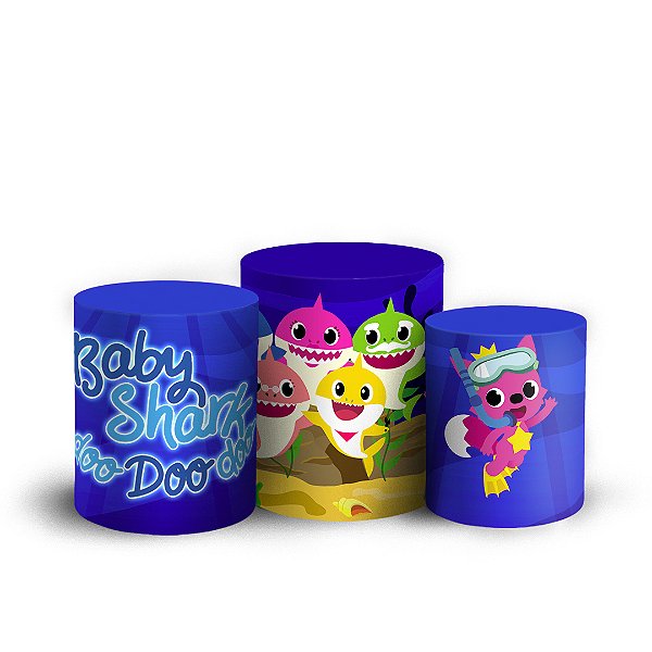 Trio Cilindro - Baby Shark - Sublimado 3D + Elástico
