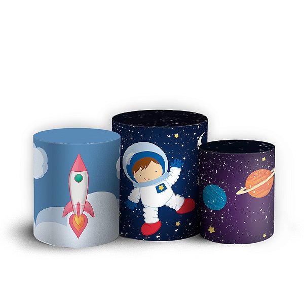 Trio Cilindro - Astronauta - Sublimado 3D + Elástico