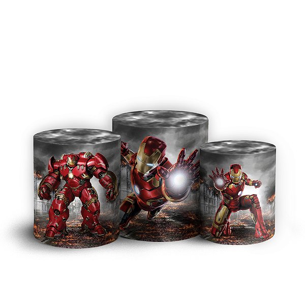 Trio Cilindro - Homem de Ferro - Sublimado 3D + Elástico