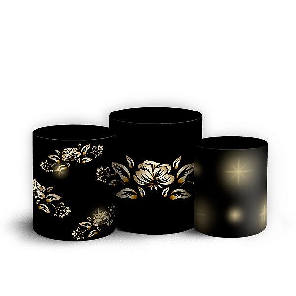 Trio Cilindro - Floral Abstrato - Sublimado 3D + Elástico