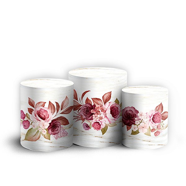 Trio Cilindro - Floral - Sublimado 3D + Elástico