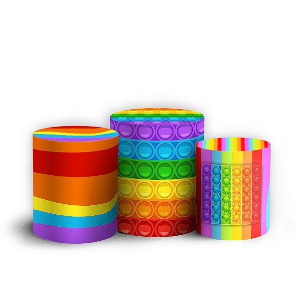 Trio Cilindro - Pop It Fidget Toys - Sublimado 3D + Elástico