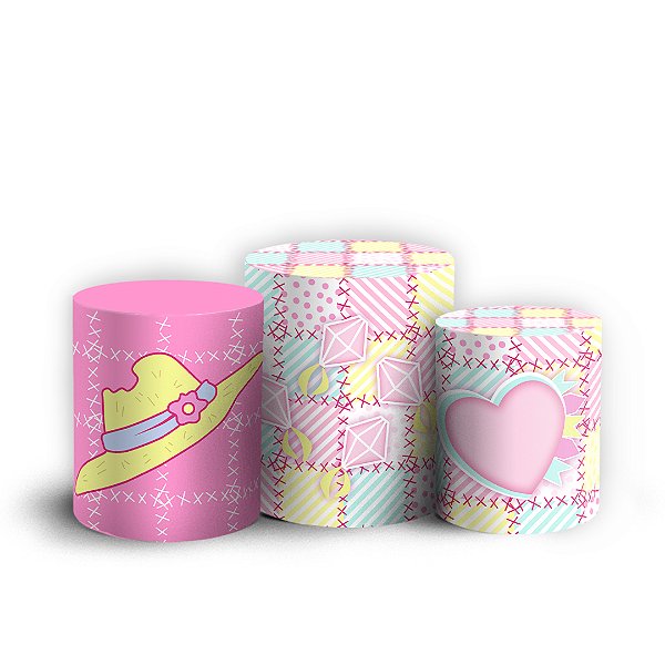 Trio Cilindro - Festa Junina - Sublimado 3D + Elástico