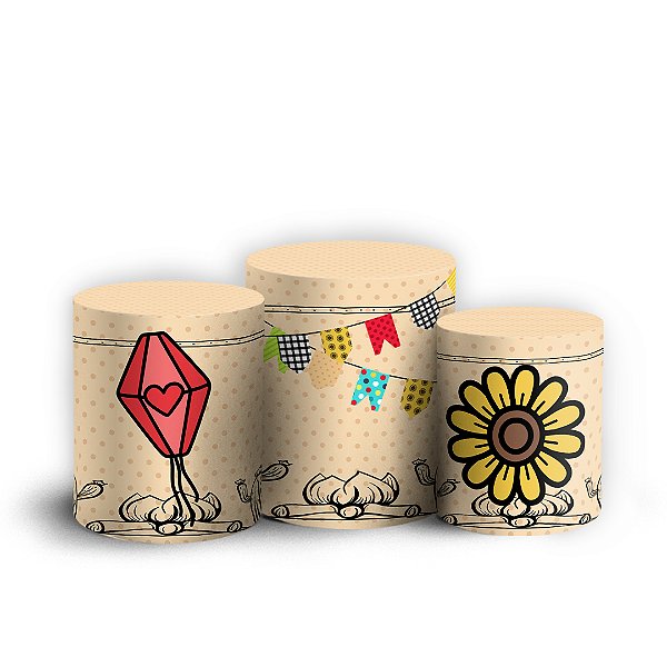 Trio Cilindro - Festa Junina - Sublimado 3D + Elástico