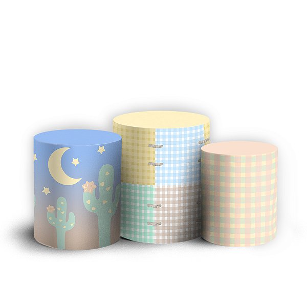 Trio Cilindro - Festa Junina - Sublimado 3D + Elástico