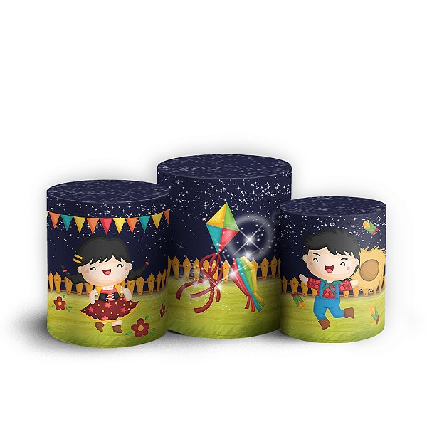 Trio Cilindro - Festa Junina - Sublimado 3D + Elástico