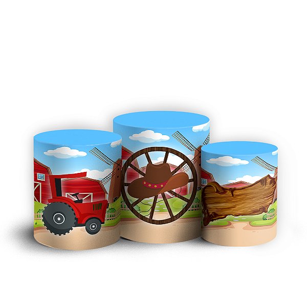 Trio Cilindro - Fazendinha Trator - Sublimado 3D + Elástico