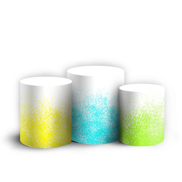 Trio Cilindro - Explosão de Pó Colorido - Sublimado 3D + Elástico