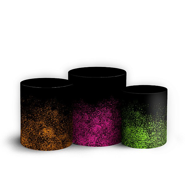 Trio Cilindro - Explosão de Pó Colorido - Sublimado 3D + Elástico