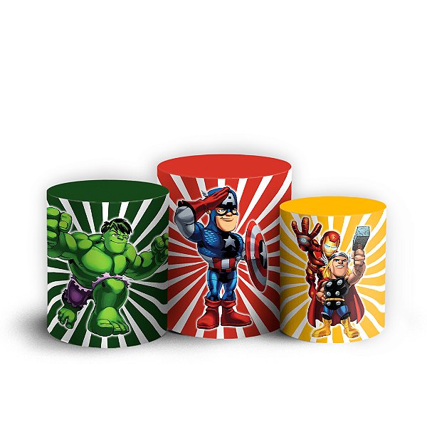 Trio Cilindro - Esquadrão de Heróis - Sublimado 3D + Elástico
